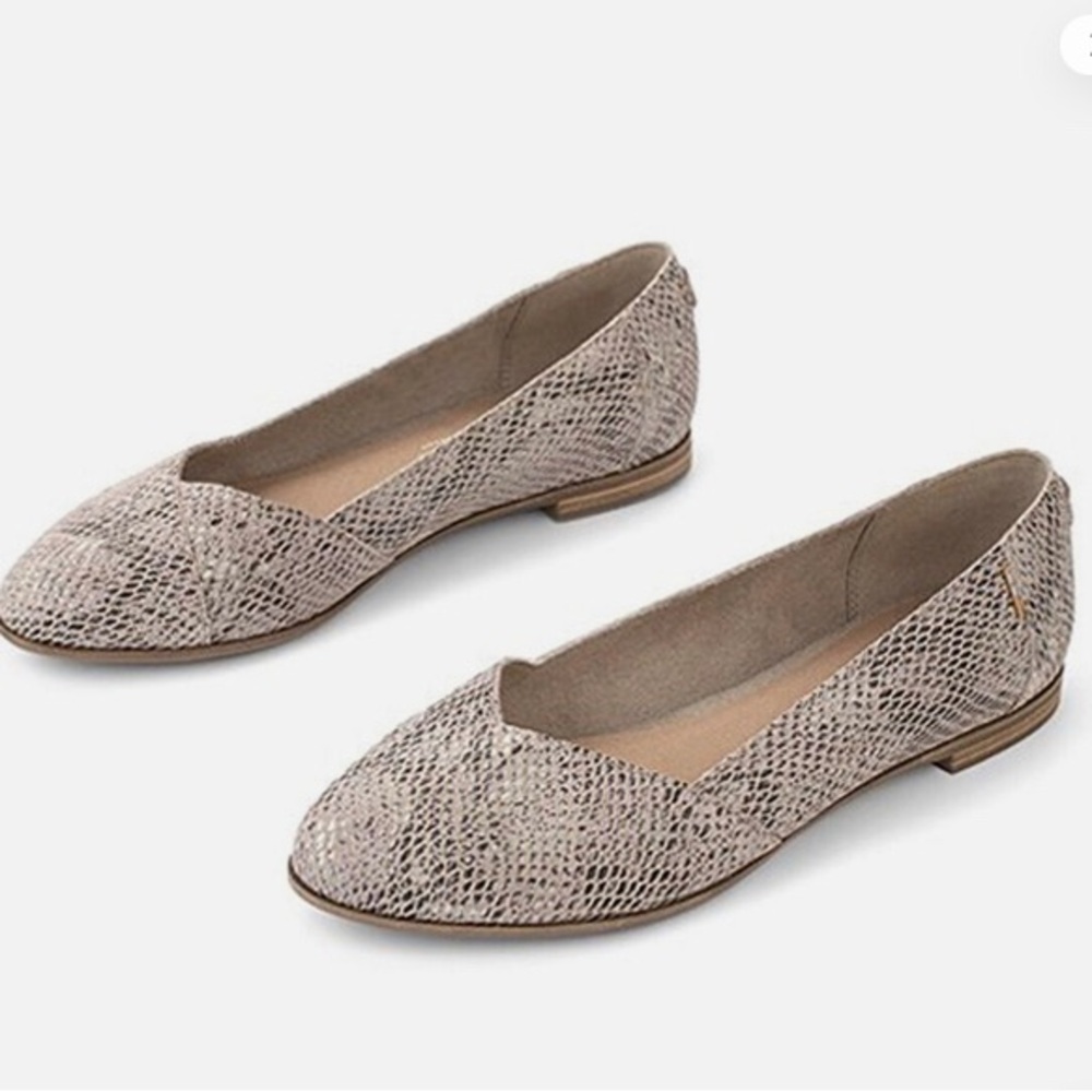 Toms - Womens Julie Flats Cobblestone Snake Print Suede